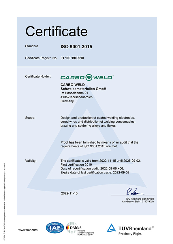 CARBOWELD ISO 9001:2015